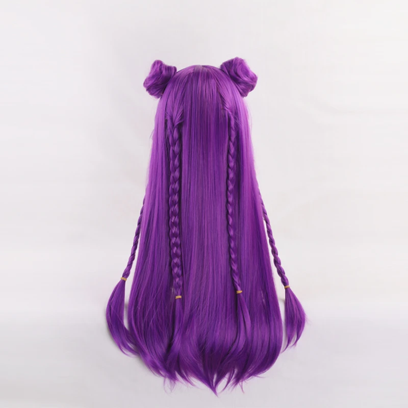 

K/da Kaisa Purple Long Braid Wig With Chignon Cosplay Costume Kda Kai'sa Heat Resistant Synthetic Hair Women Party Wigs