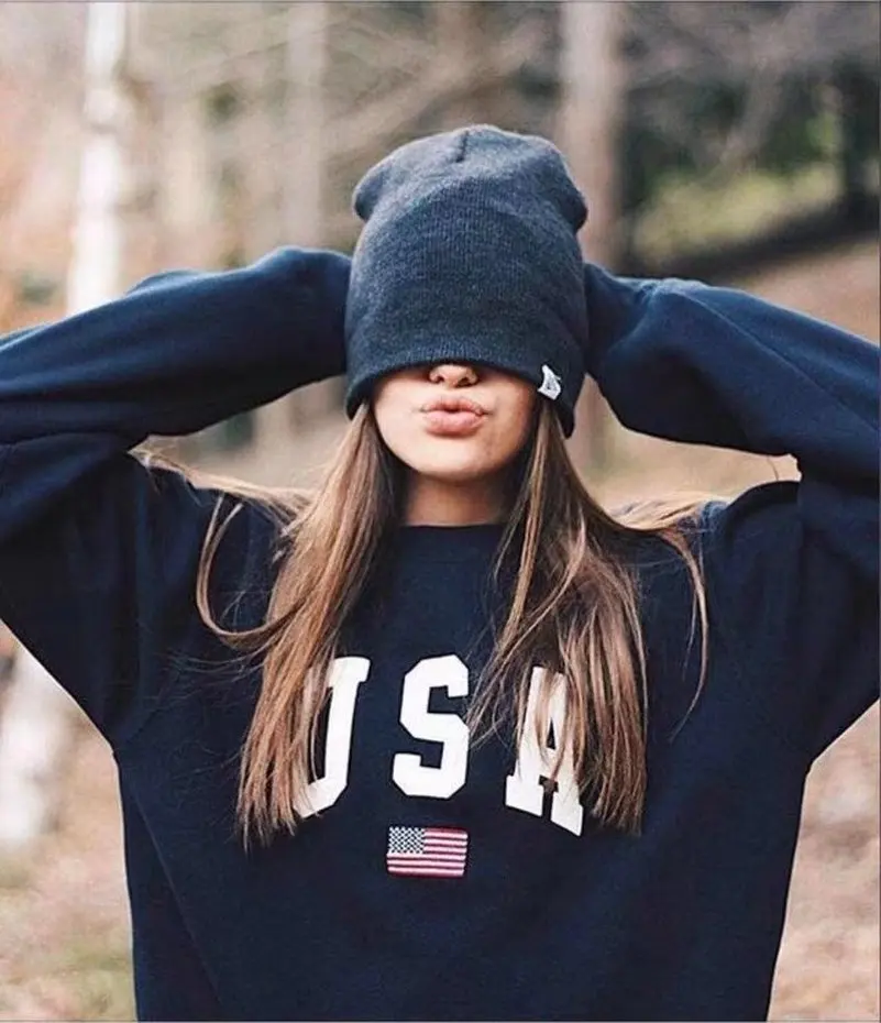 Letter USA Hoodies Sweatshirts 2022 Women Casual Kawaii Harajuku Fashion Punk For Girls Clothing European Tops Korean