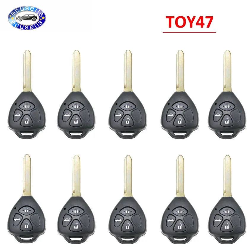 10pcs/lot 3 Buttons Remote Key Shell Case Fob for Toyota Corolla Camry Auris TOY47 uncut blade |