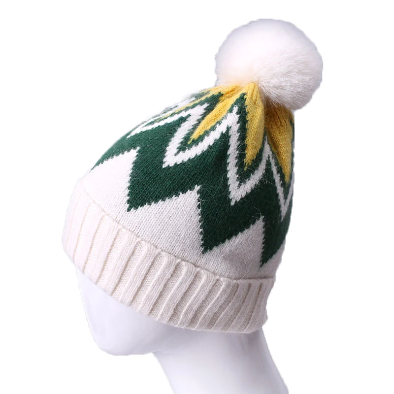 

Autumn Winter Fluff ball Winter Hat Warm Beanies Hats Casual Women Solid Adult Cashmere Knitted Beanie Hat with Bright Wire