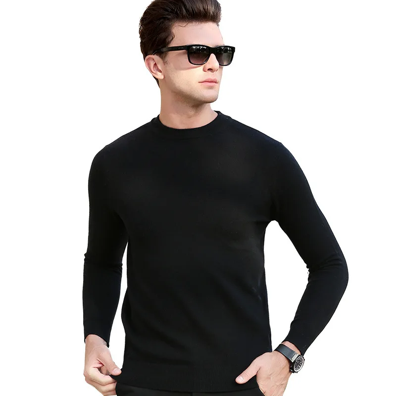 Мужской свитер из 100% чистой шерсти Зимний вязаный серый простой Женский пуловер