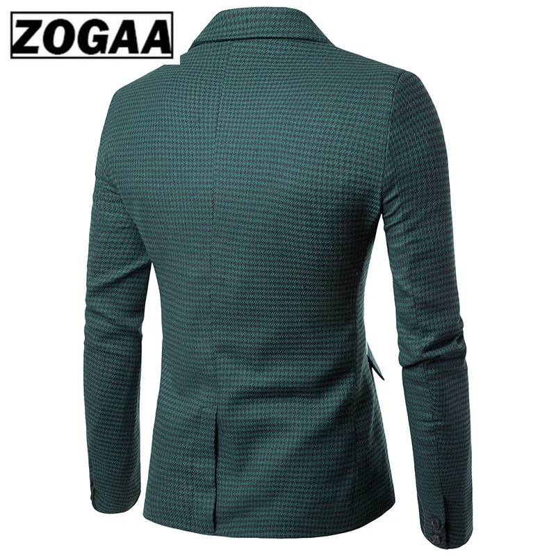 Plaid Blazer Men 2019 Houndstooth Mens Blazers Single Breasted Casual Slim Fit Suit Jacket Winter Hombre | Мужская одежда