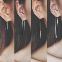 1 pair korean women long linear chain dangle ear line threader earrings fashion jewelry tassel earrings drop earrings for women