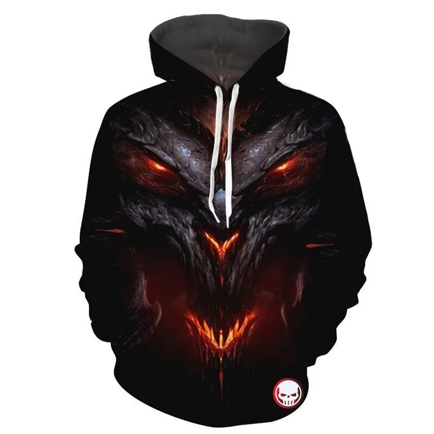 

KISSQIQI Men Sweatshirt Hoodie 3D Printed Skulls Men's Hoodie Casual Fashion Trend Men's Funny Rock Tracksuits Maximum SIze 5XL