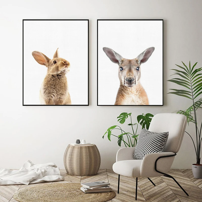 Фото Настенная картина в виде кролика животное на холсте постеры и принты животных