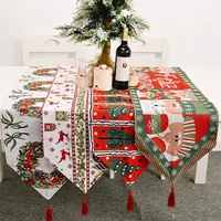 2021 tablecloth elk snowman table runner christmas family wedding banquet holiday banquet restaurant table decoration