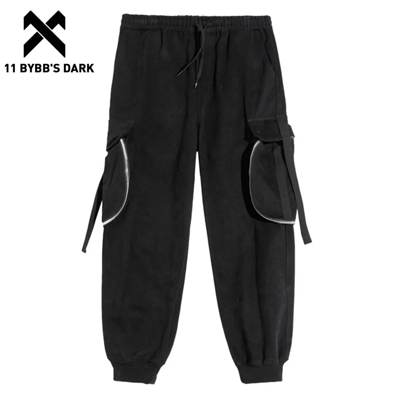 

Брюки-карго 11 BYBB'S мужские на молнии с карманами и лентами, тактические Функциональные штаны в стиле хип-хоп, уличная одежда, Джоггеры в стиле...