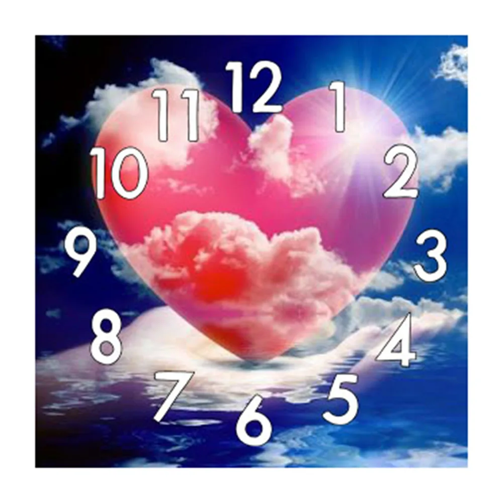 

Набор для алмазной живописи Dpsprue DC202, полноразмерная/круглая 5D картина с часами, вышивка крестиком, мозаика в виде сердца и солнца