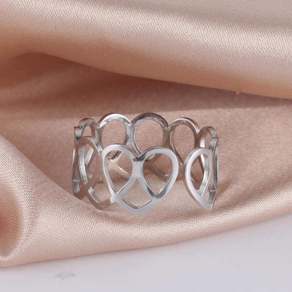 Skyrim регулируемые милые Полые кольца в форме сердца для женщин и девочек