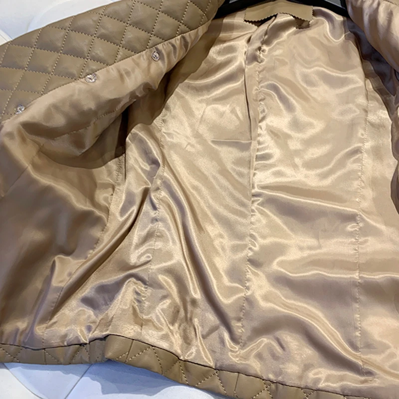 

VGH Cotton Coat For Women Lapel Collar Long Sleeve Plaid Minimalism Pockets Split Casual Coats Female 2020 Winter New Style Tide