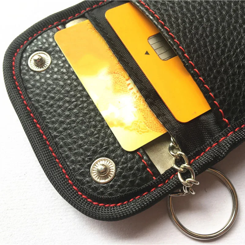 

Schwarz RFID Key Bag Security Universal Holder Key ring Waterproof Leather