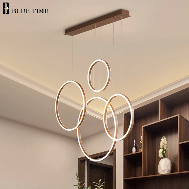 Современная светодиодная Люстра для гостиной столовой кухни кофейного круга