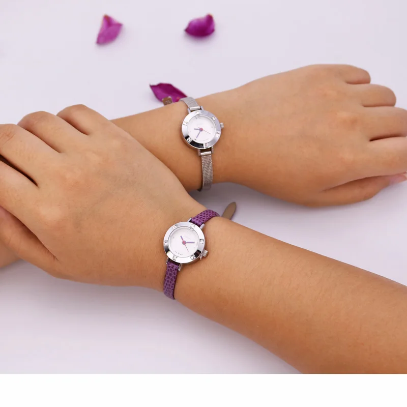 

Julius Women's Leather Lady Watch Japan Quartz Girl fashion Plastic Buckle Sport Plastic Paper Hardlex Round Quartz Wristwatches