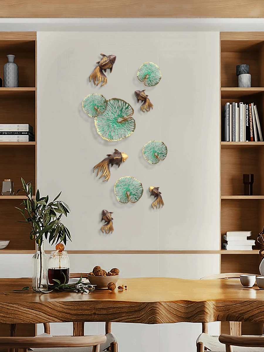 

Goldfish Wood Carving Wall Decorations Wall Hangings Thailand TV Wall Creative Wall Entrance Decoration Wall Hanging