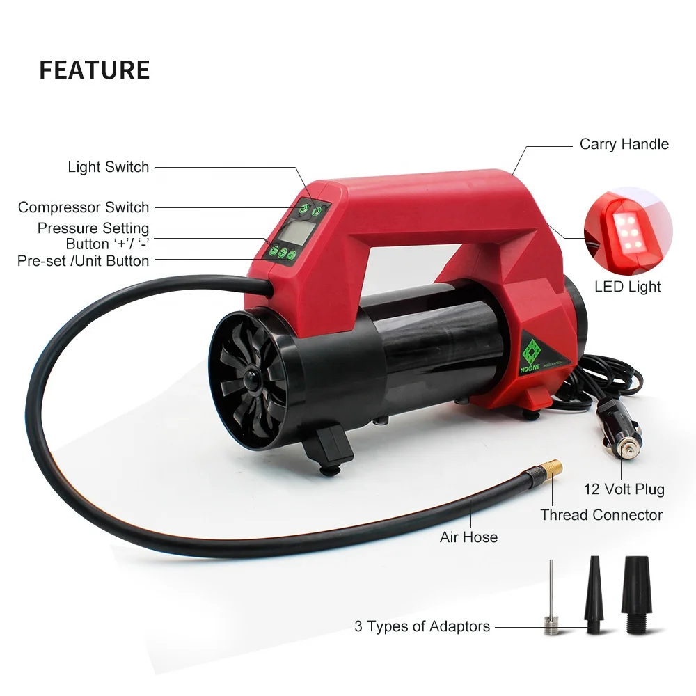 Fiyat Hiç Kimse Sıcak Satış Taşınabilir Dijital 12v çift Silindirli Hava Kompresörü Araba Bisiklet Lastiği Lastik Pompası şişirme/deflatör Ile LED ışık