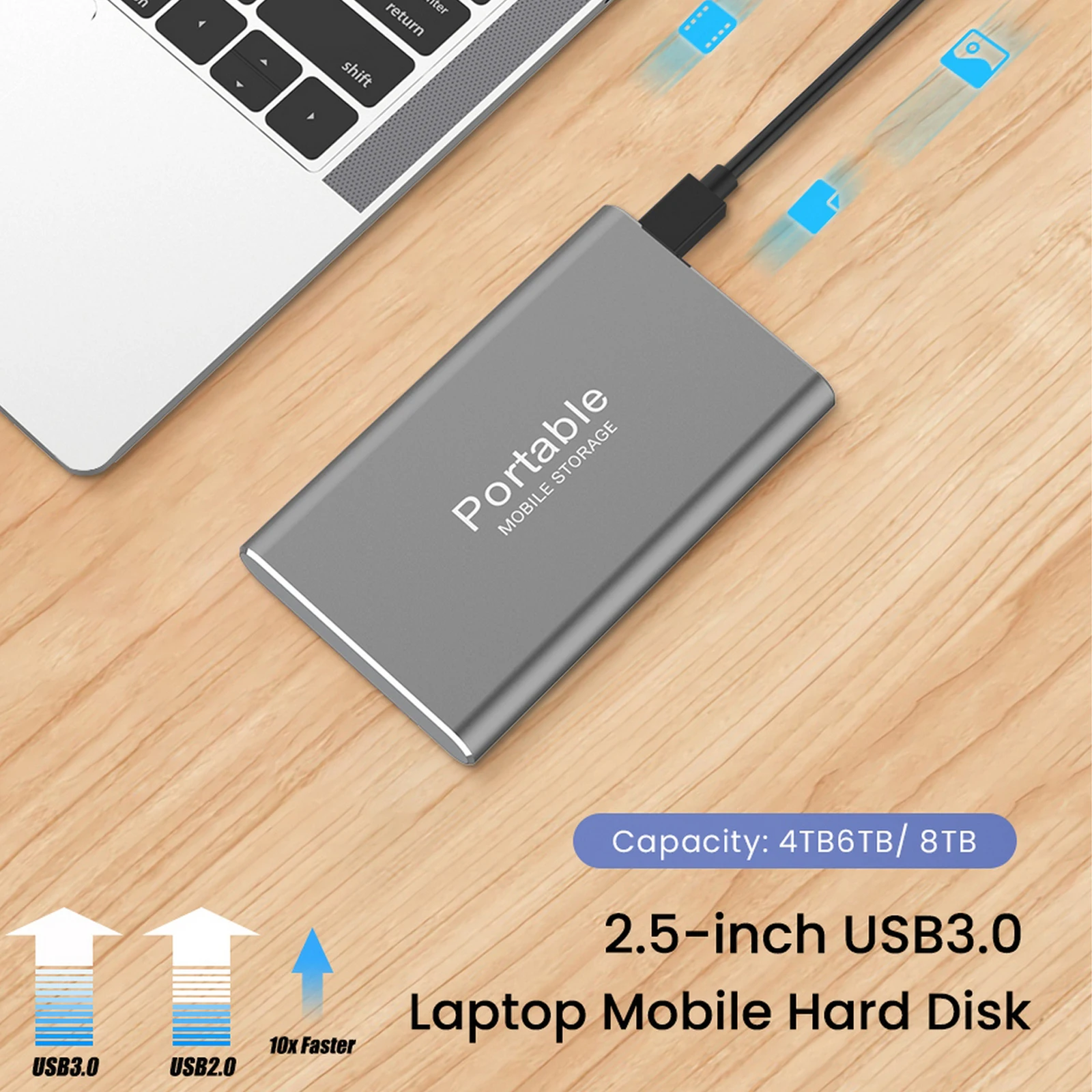 

USB3.0 Type-C External Hard Drive 4TB/6TB/8TB Solid State Disk for Desktop Mobile Phone Laptop Computer Mobile Solid State Drive