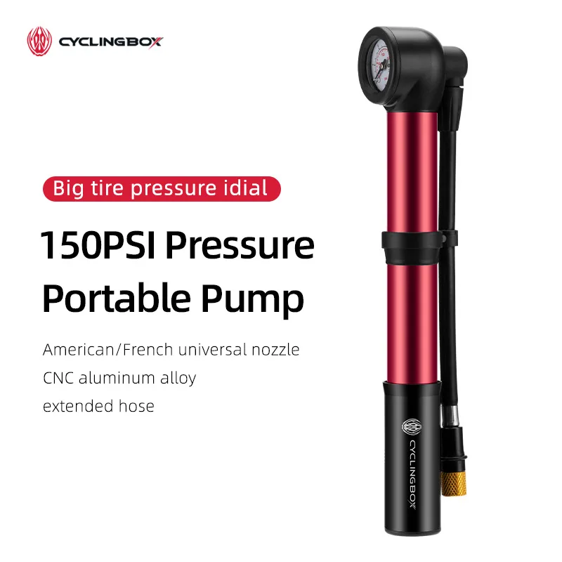 

150PSI Mini Bicycle Portable Inflator Bicycle Pump Presta Schrader Valve Universal High Presure Bike Tire Ball Inflator