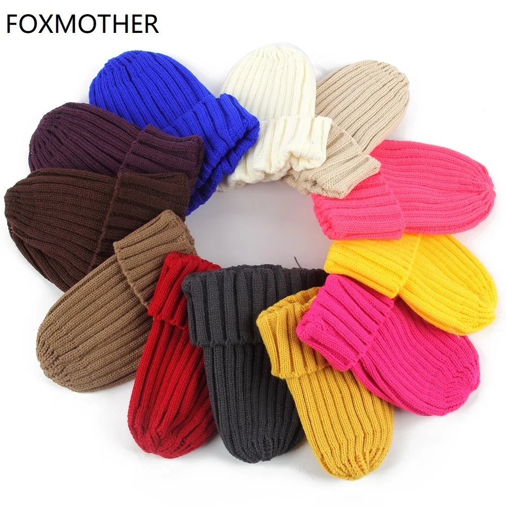 Вязаная шапка FOXMOTHER однотонная Зимняя Шапка бини черного красного серого