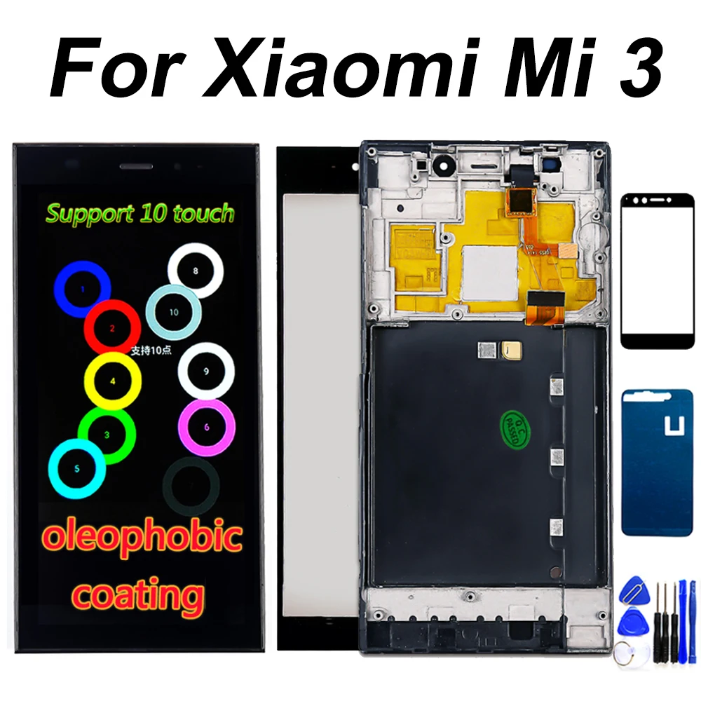 10 точечный сенсорный ЖК дисплей для Xiaomi mi 3 5 0 дюймов экран дигитайзер Рамка