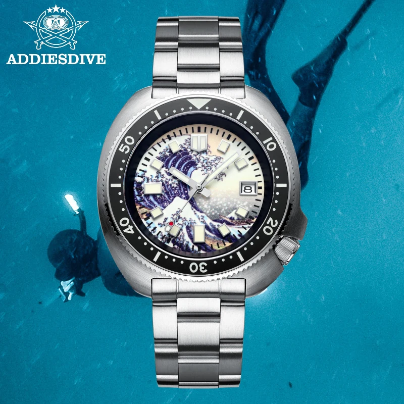 

Часы ADDIES Dive Abalone полностью светящиеся Kanagawa серфинг циферблат NH35 автоматические механические мужские часы сапфир 200 м часы для дайвинга
