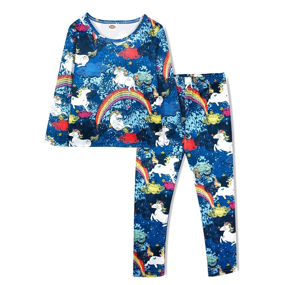 Детские пижамные комплекты из 2 предметов: Единорог динозавр Русалка Бабочка