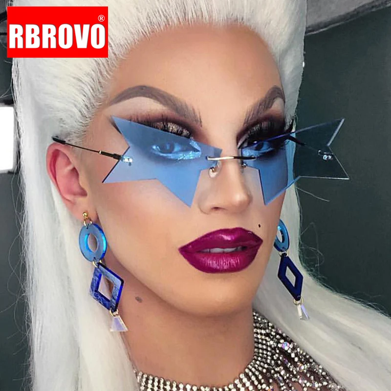

RBROVO Rimless Star Sunglasses 2021 Luxury Brand Eyewear For Women/Men Designer Gradient Ocean Glasses Women Men Shades UV400