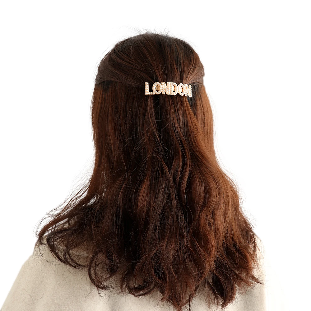 Новая мода жемчужные заколки для волос буквы с кристаллами шпилька Нью Йорк