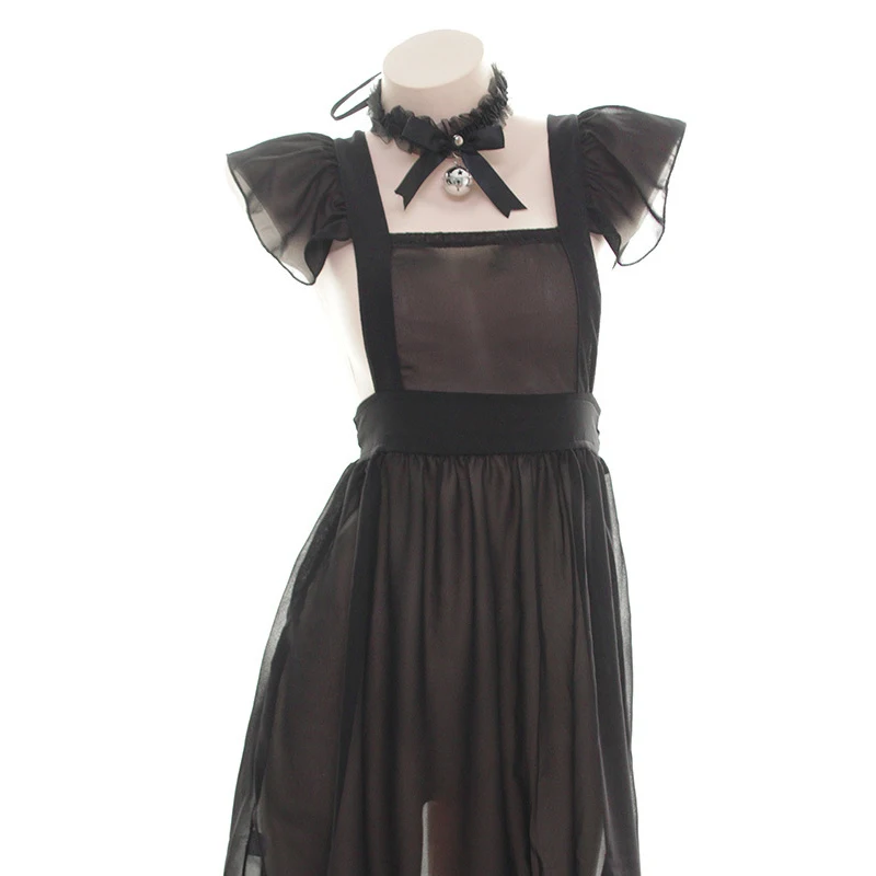 Хэллоуин весело прозрачный горничной нижнее белье Униформа костюм фартук