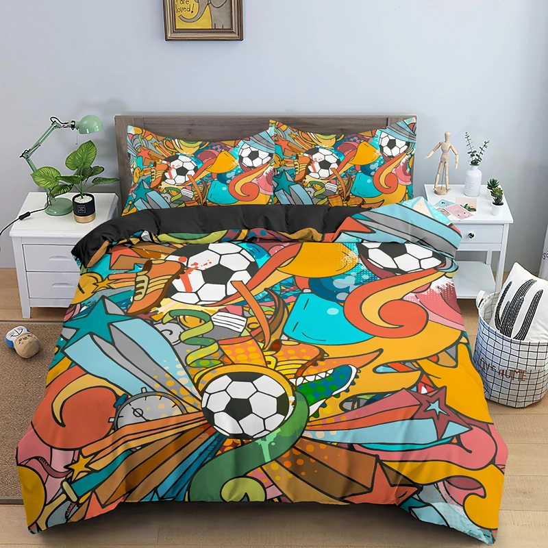 Цветная абстрактная картина постельное белье с футбольной тематикой комплекты