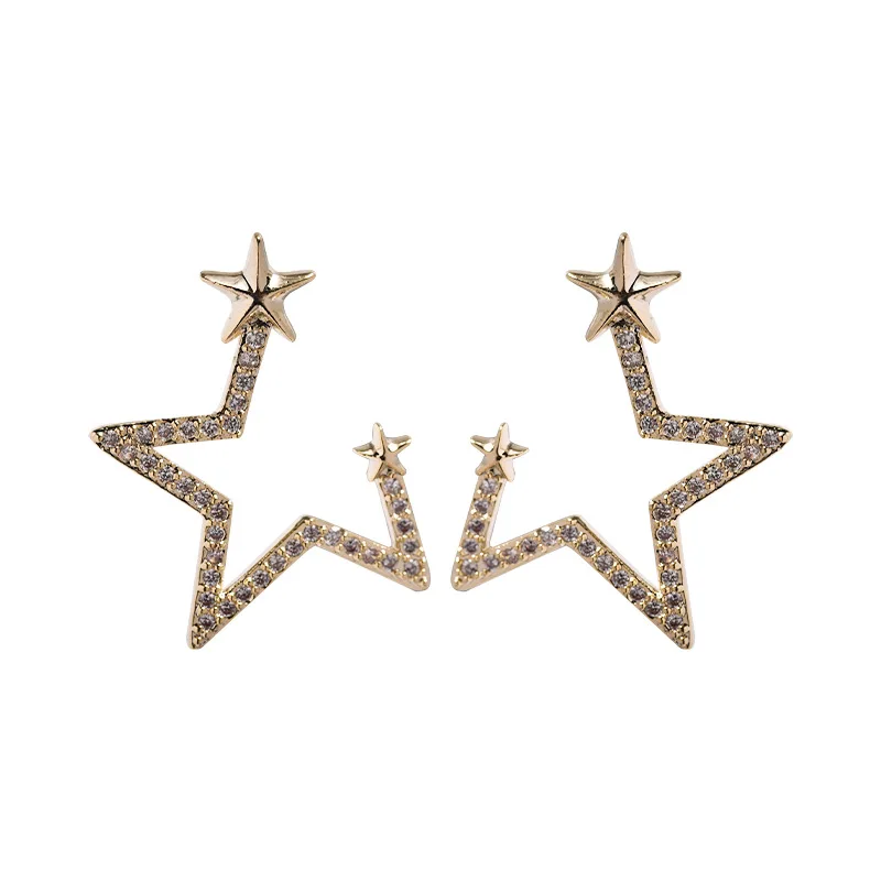 

TIMEONLY Unique Design Five-pointed Star Earring Bling Bling Hollow Metal Hoop Earrings Fashion Cute Jewelery for Women Female