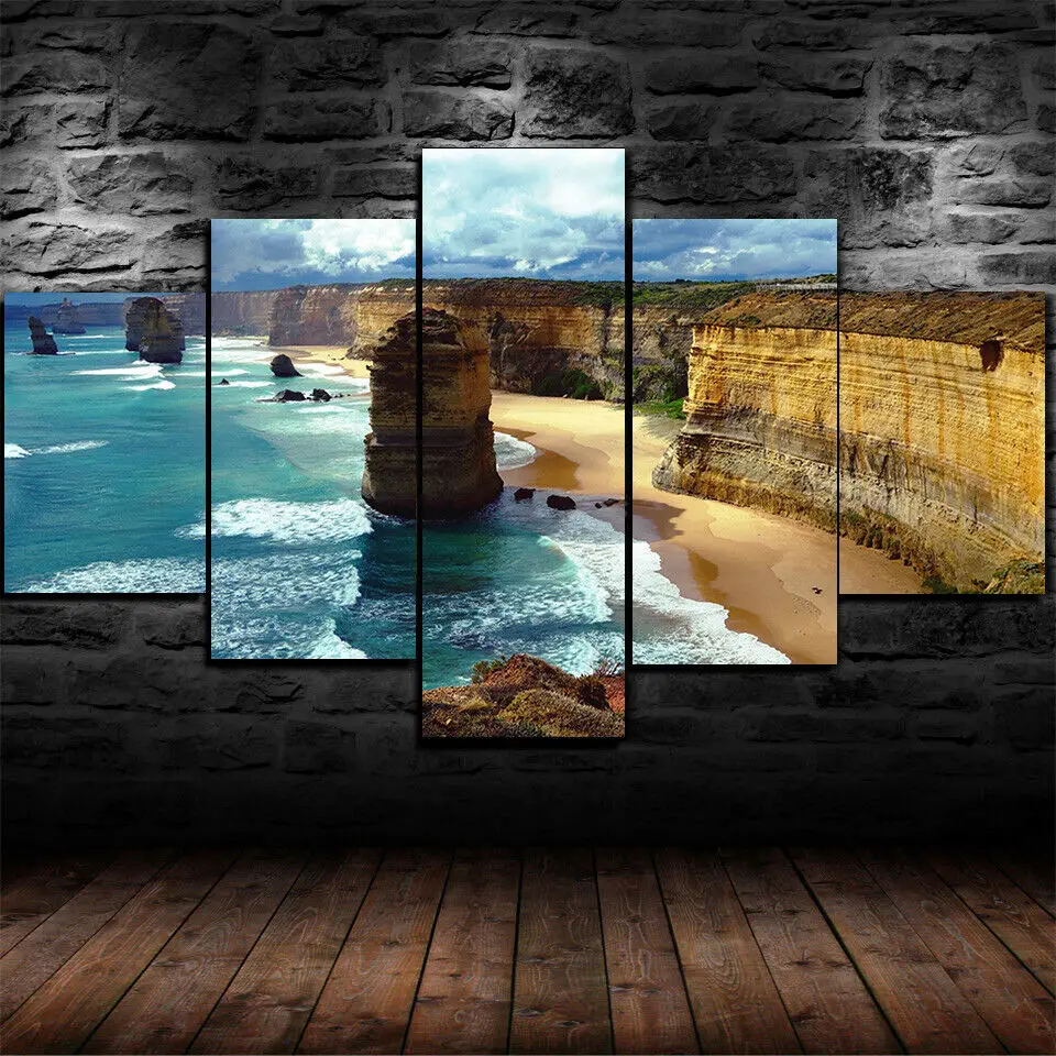 

The Twelve Apostles Beach View Poster 5 Panel Canvas Picture Print Wall Art Canvas Painting Wall Decor for Living Room No Framed