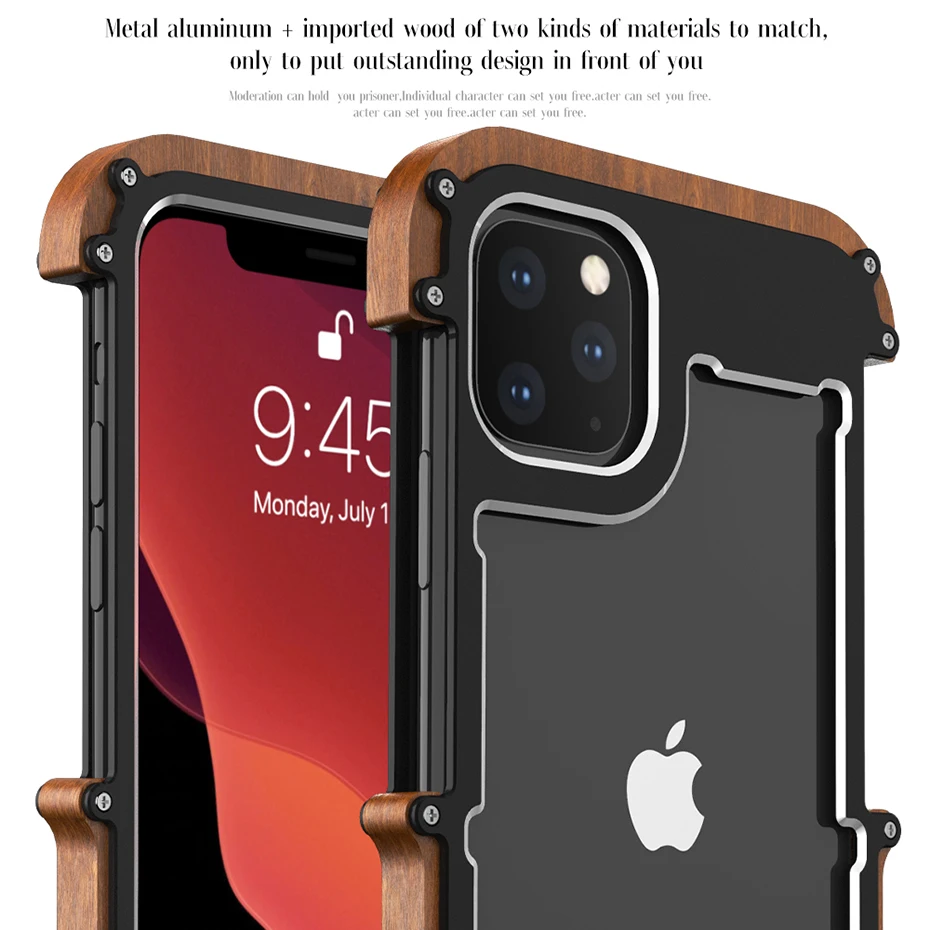 R-just для iPhone Xs Max XR 6s 7 8 Plus металлический корпус из железного дерева 11 Pro 2019