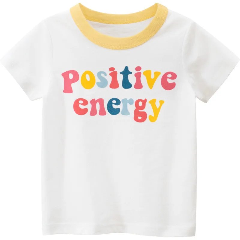 

Cotton Summer Baby girl clothes T-Shirt Children soft Breathable Colorful letters top kids Clothing leisure