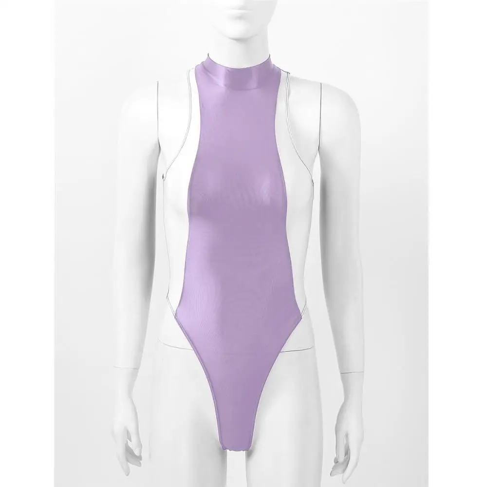 Женские Боди гладкие шелковистые сексуальные цельные цветные с вырезом без