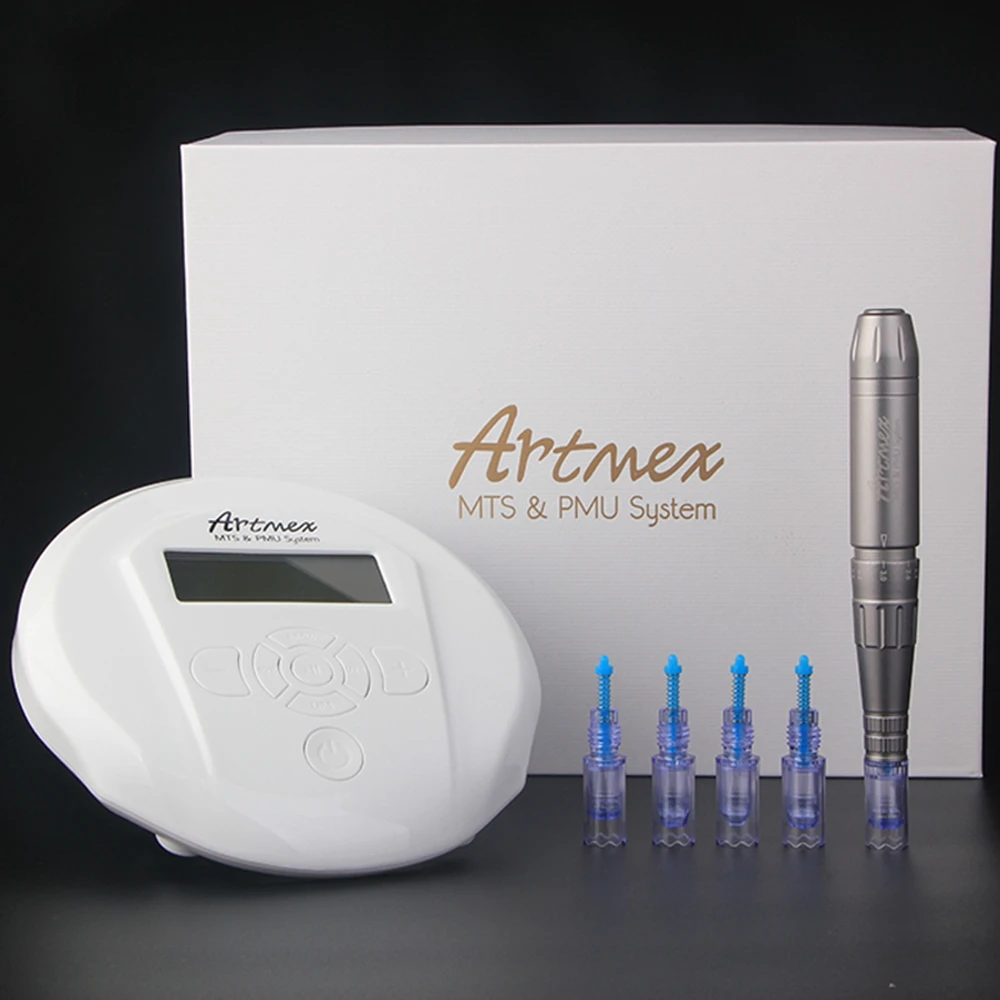 Permanent Makeup Tattoo machine With Digital Control Panel Micropigmentation Device Lip Eyebrow Pen Artmex V6 with 5 needles