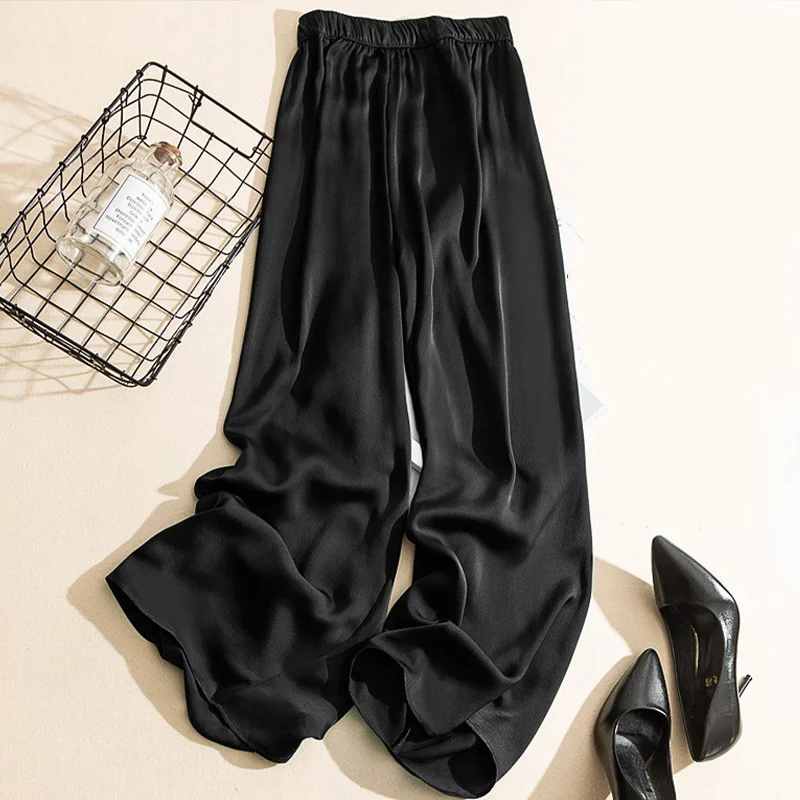 

Брюки женские с завышенной талией и широкими штанинами, тонкие повседневные свободные штаны, уличная одежда, прямые брюки для женщин на лет...