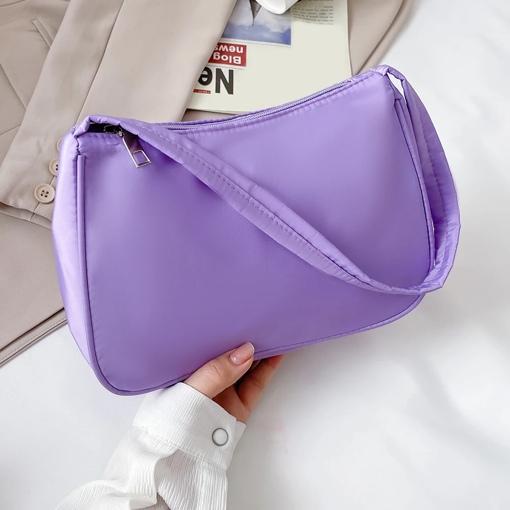 

New Solid Color Small Shoulder Bags For Women 2021 Casual Nylon Underarm Bags Female Handbags Daily Shopping Bag Bolsa Feminina