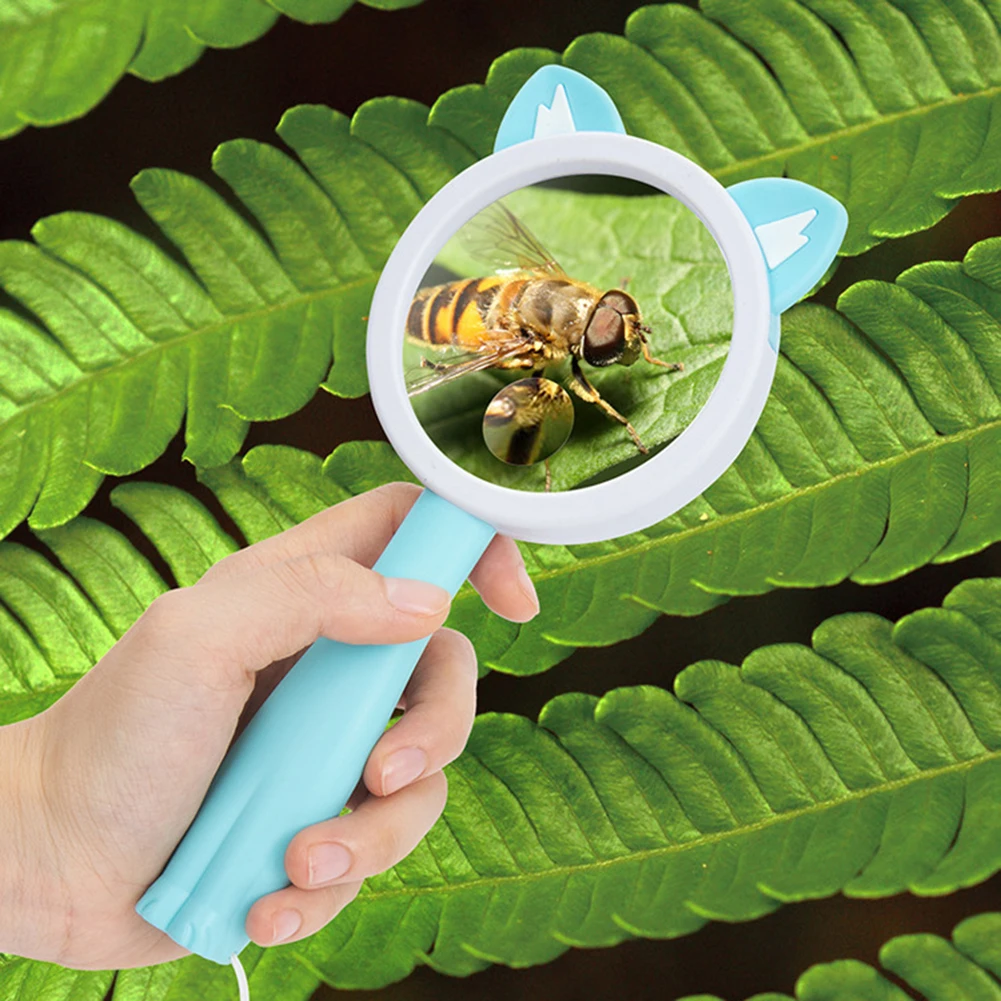 

5x 10x Cute Animal Handheld Magnifier Kids Insect Inspection Magnifying Loupe Child Kindergarten Learning Reading Glass Lens