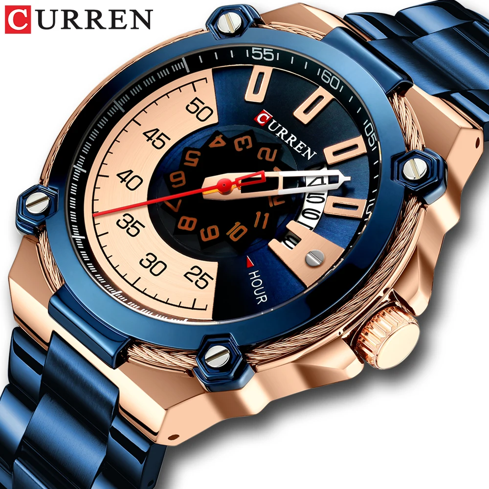 Relogio Masculino CURREN Роскошные Кварцевые часы для мужчин Синие Деловые спортивные s 2019
