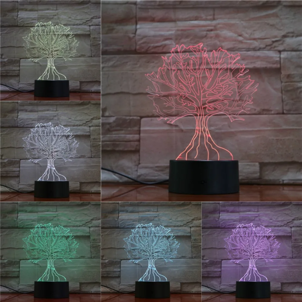 3D Optica завод лампа USB светодиодный ночник кокосовое дерево Клубника день рождения подарок на праздник для детей абстрактный акриловый Lamparas