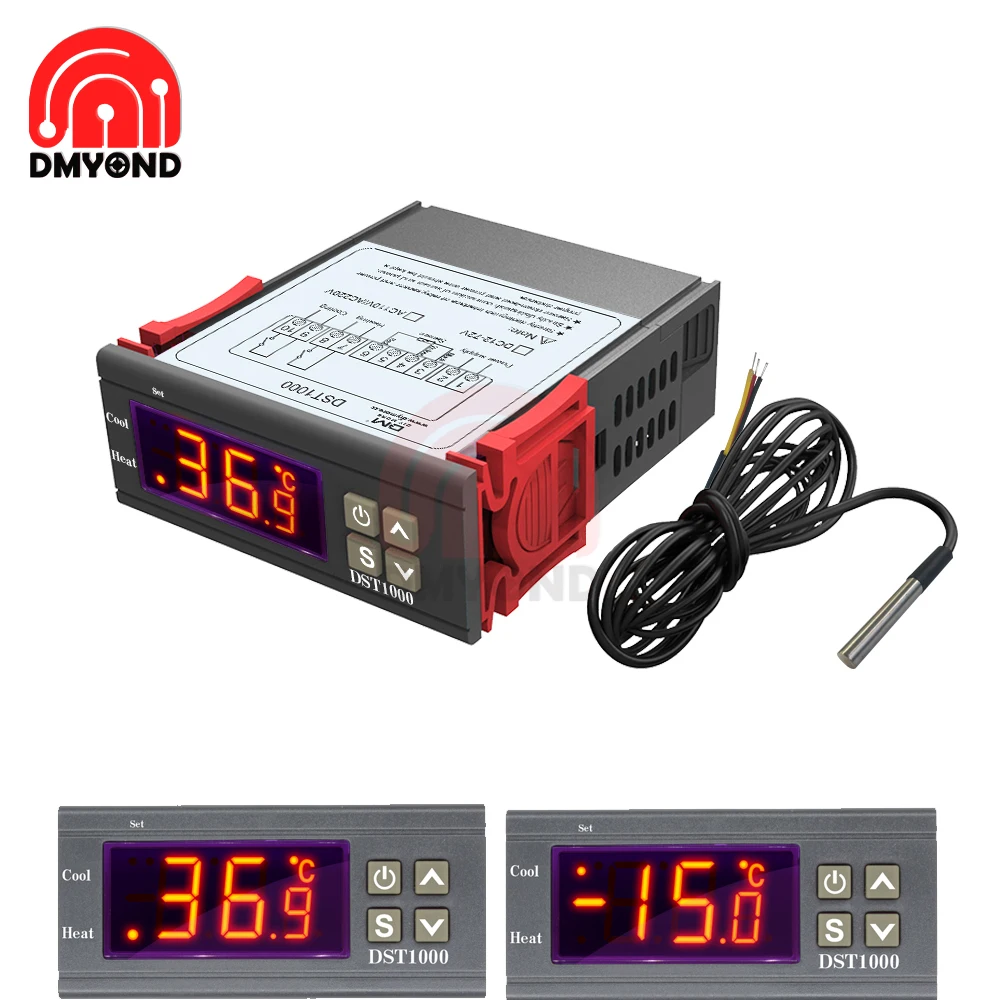 Цифровой регулятор температуры светодиодный 12 72 В постоянного тока 110 230