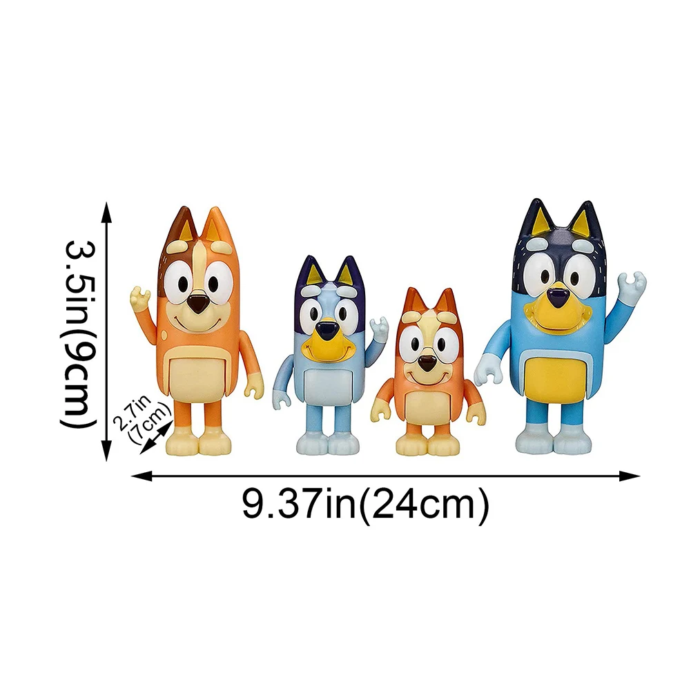 

4pcs/Set Cute Cartoon Dog Dolls Animal Bluey Action Toys Figures Kids Baby Family Children Birthday Gift Desktop Decoration