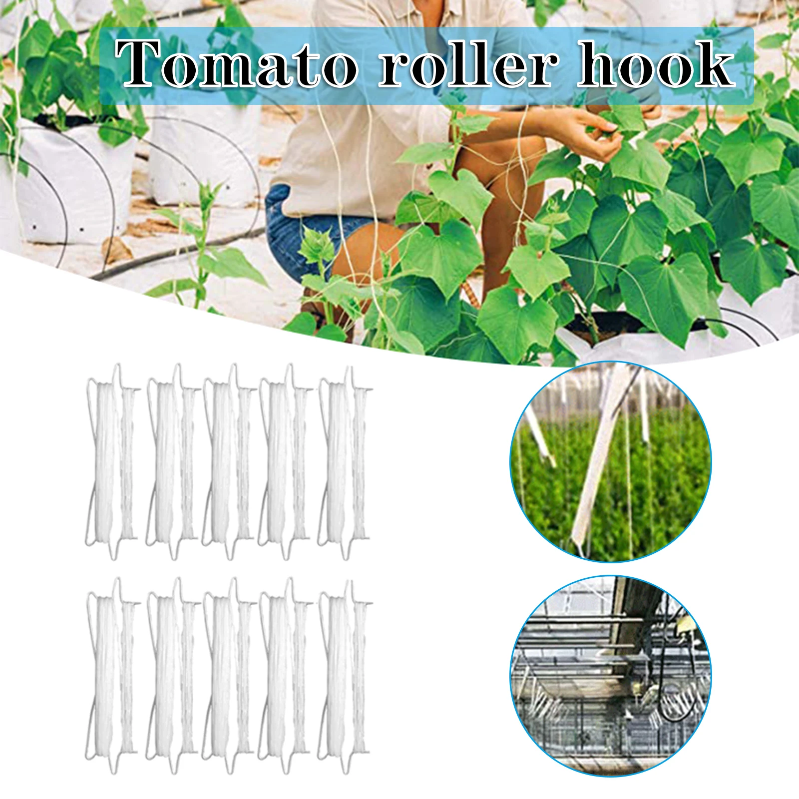 

Vegetables Trellis Roller Hooks with 10M Twine Multifunctional Hanging Hook Suitable for Fruit Greenhouse Plant DFDS889
