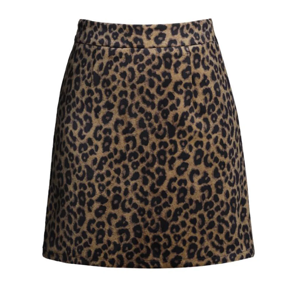 

2021 Spring Autumn Woolen Leopard Mini Skirt With Shorts Harajuku Female Sexy Club High Waist Bodycon A Line Skirt Streetwear