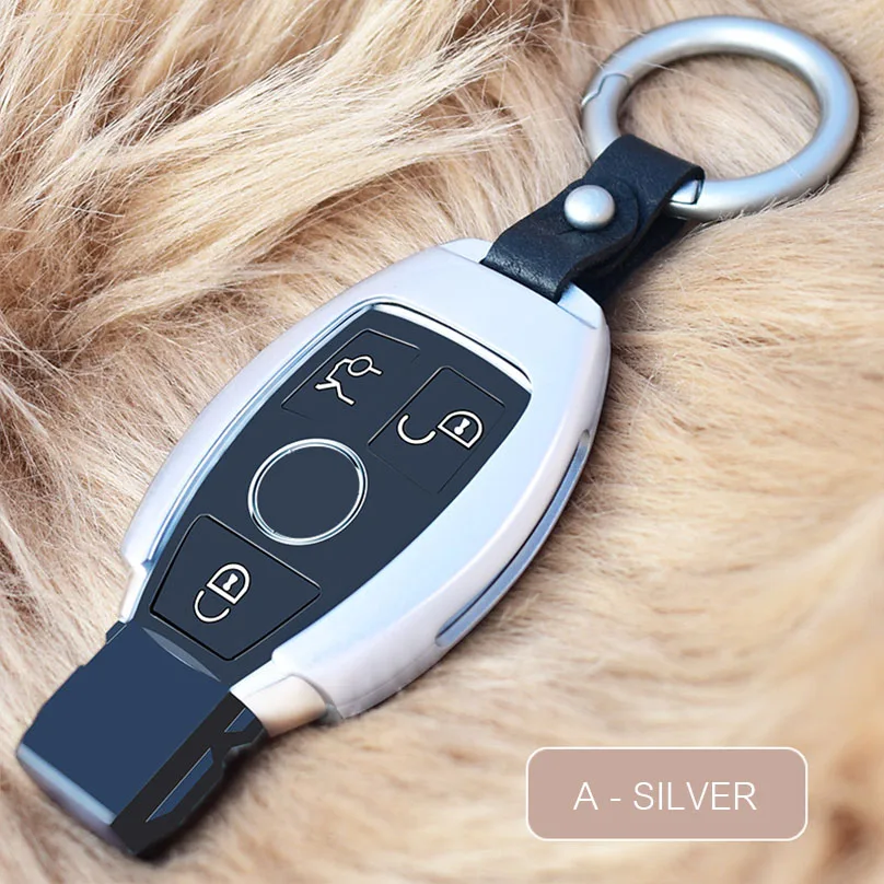 A - Silver Алюминиевый чехол для ключей, зеркальная крышка, брелок, корпус, держатель, брелок для Mercedes Benz A B R G Class GLK gla W204 W251 W463 W176 - Название цвета: A - Silver