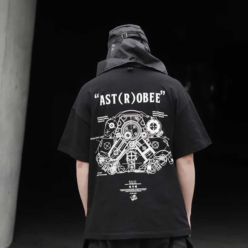 WHYWORKS 20ss летняя Techwear графическая черная футболка astrobe стиль хип-хоп панк Мода |