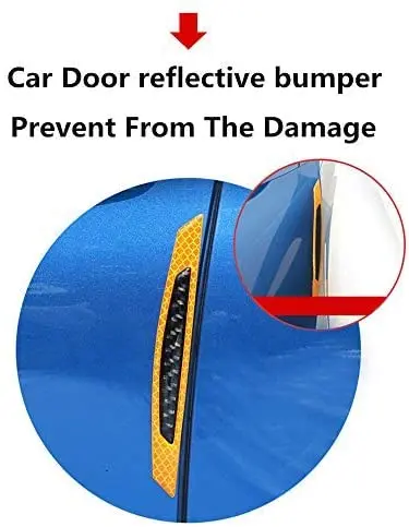 

4pcs 3D Reflective Stickers Carbon Fiber Strips Car Side Door Edge Bumper Anti-Scratch Protection Guards Trim Diamond White