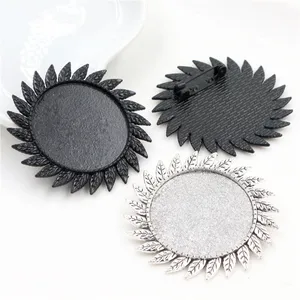 5 шт.лот 30 мм Внутренний размер черная и Античная Посеребренная Цветная брошь булавка Вихревой Стиль кабошон базовая настройка