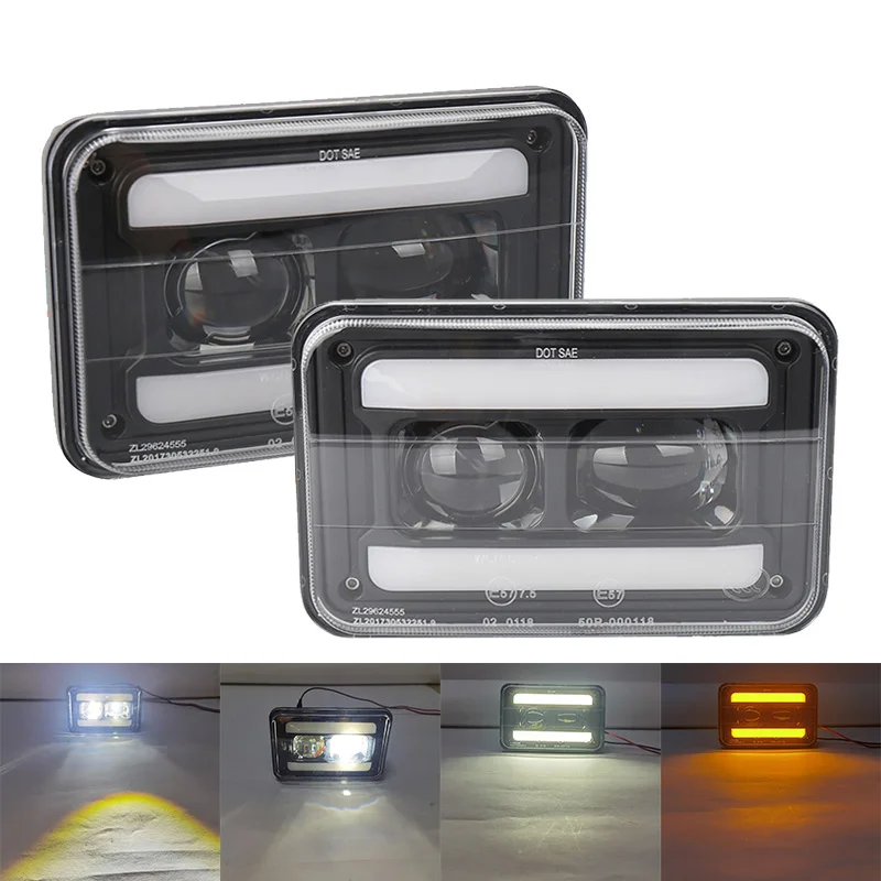 Прямоугольные светодиодные фары 4x6, морские светодиодные фары дальнего света для кВт, Kenworth T600, W900, T800, грузовиков, Peterbilt 379, Chevy S10