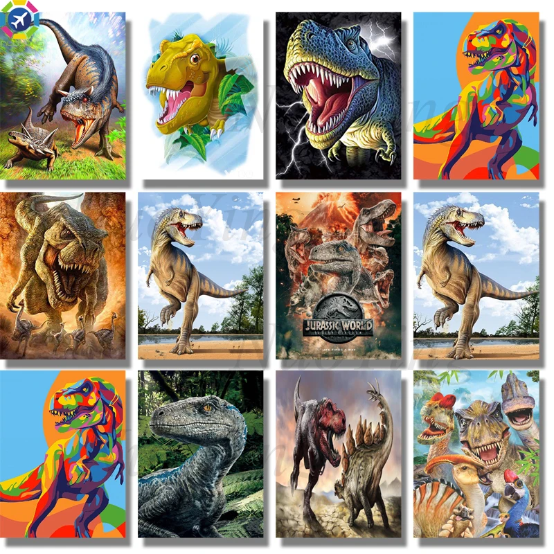 Полный квадратный набор круглых сверл Diy алмазная живопись динозавры 5d вышивка